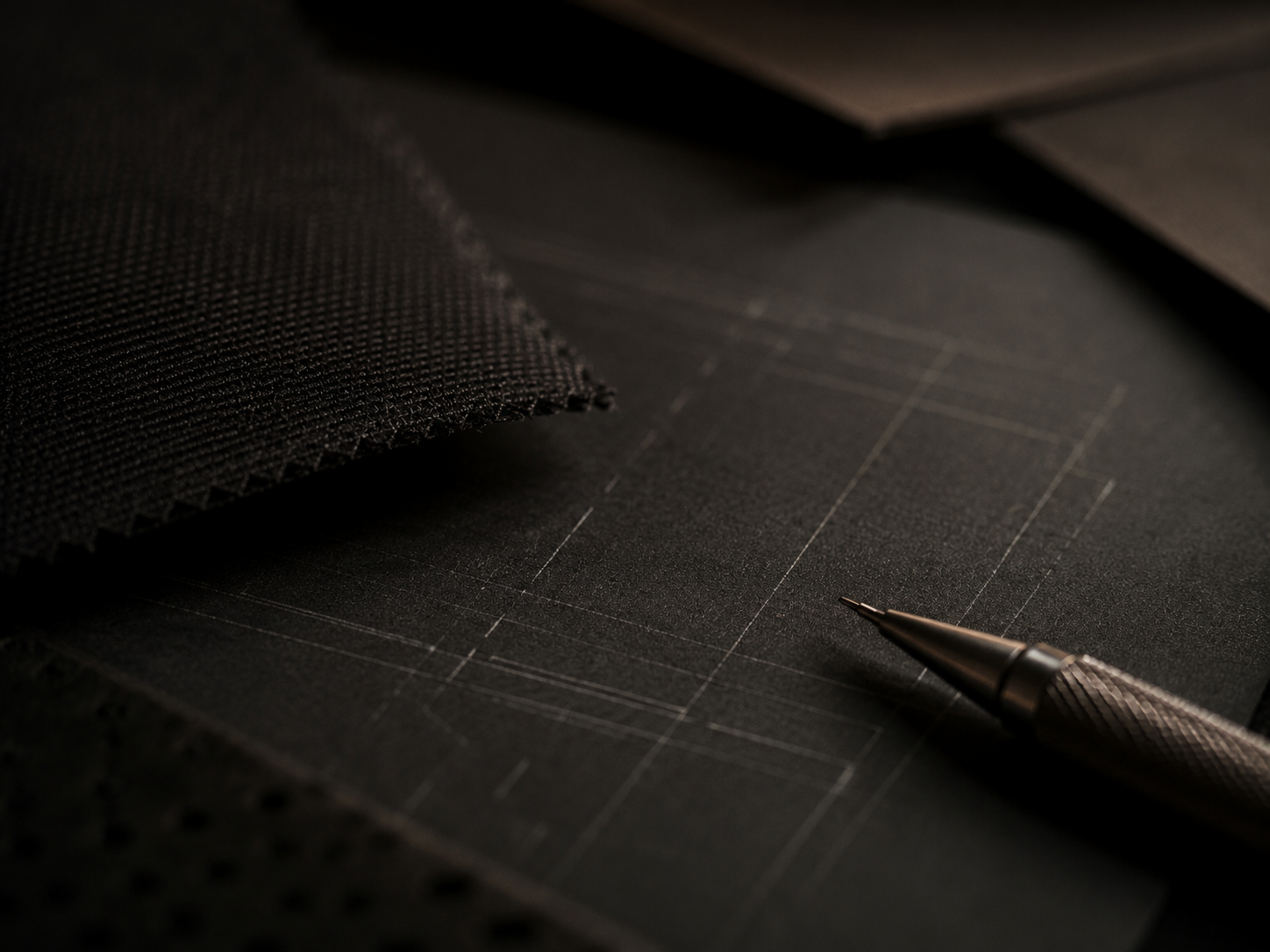 Close-up detail of technical drawing and product development